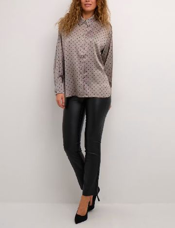 Pantaloni imitatie de piele Kaffe, negru