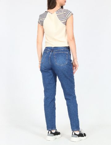 Top Zara, albastru/crem