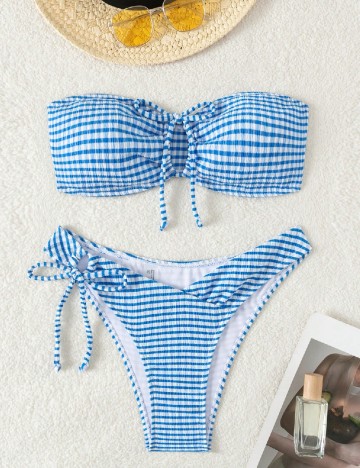 Costum de baie SHEIN, albastru/alb