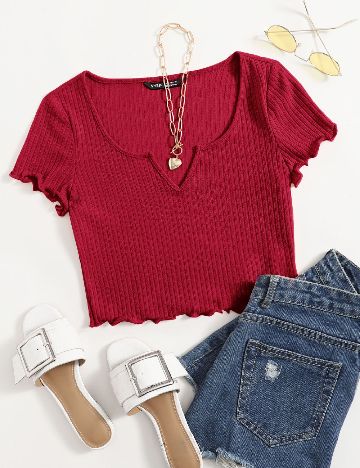 Top SHEIN CURVE, rosu