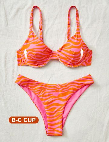 Costum de baie SHEIN, roz/portocaliu