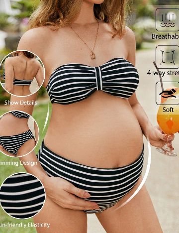 Costum de baie SHEIN Maternity, alb/negru