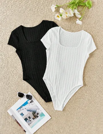 Set body 2 bucati SHEIN, alb-negru