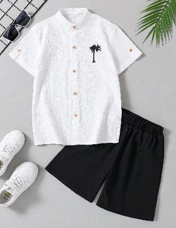 Compleu Shein Kids, alb/negru