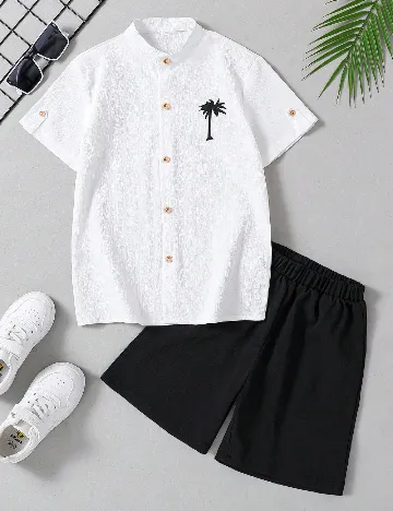 Compleu Shein Kids, alb/negru