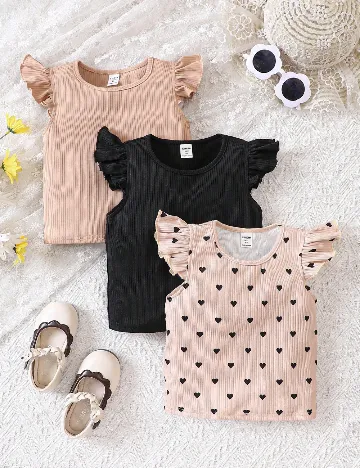 Set Tricouri 3 bucati Shein Kids, mix culori