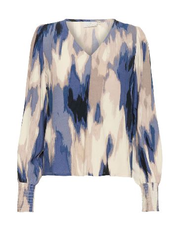 Bluza Kaffe, crem/albastru