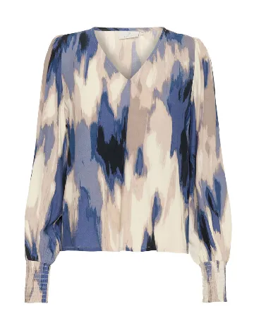 Bluza Kaffe, crem/albastru