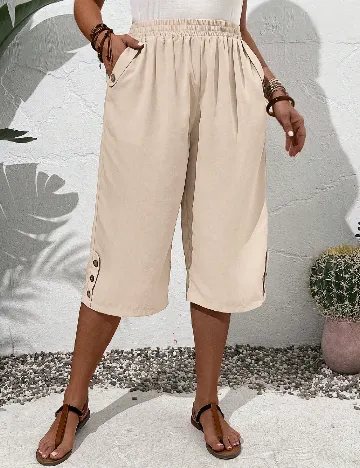 Pantaloni trei sferturi Emery Rose Curve, crem
