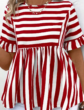 Bluza SHEIN CURVE, alb/rosu