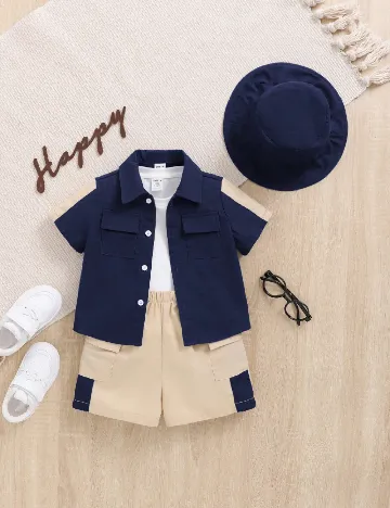 Compleu Shein Kids, bleumarin/maro