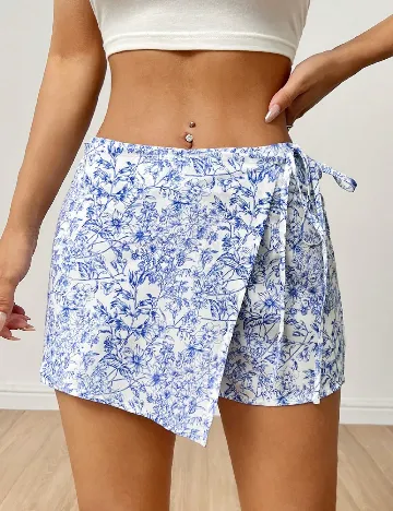 Fusta pantalon SHEIN, alb/albastru