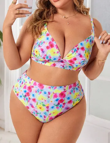 Costum de baie SHEIN CURVE, floral print