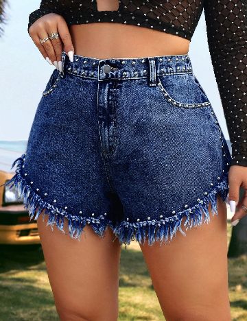 Pantaloni scurti SHEIN CURVE, albastru