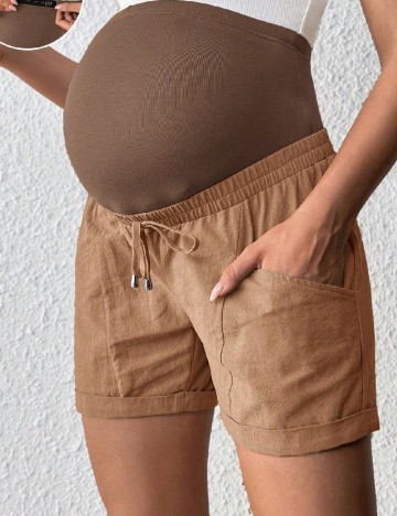 Pantaloni scurti SHEIN Maternity, maro