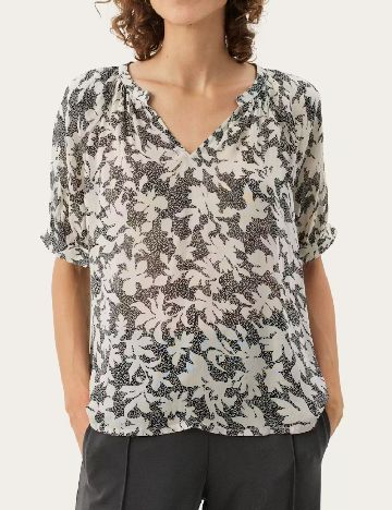 Bluza Part Two, crem/negru
