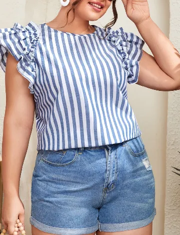 Bluza SHEIN CURVE, albastru/alb