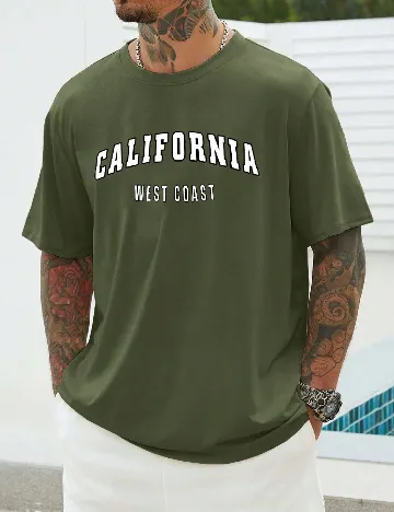 Tricou Oversize SHEIN Plus Size Men, verde