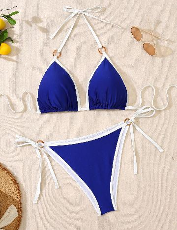 Costum de baie SHEIN CURVE, albastru/alb