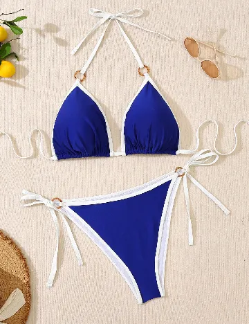 Costum de baie SHEIN CURVE, albastru/alb