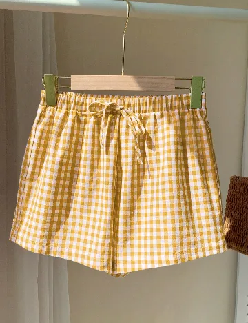 Pantaloni scurti SHEIN, galben/alb