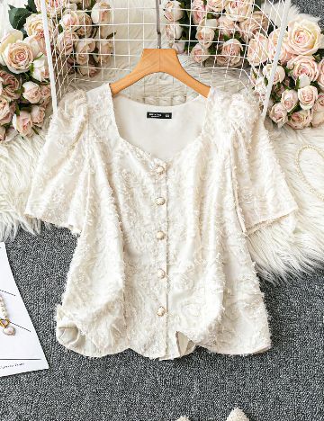 Bluza SHEIN CURVE, ecru