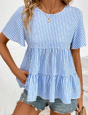 Bluza SHEIN, albastru/alb