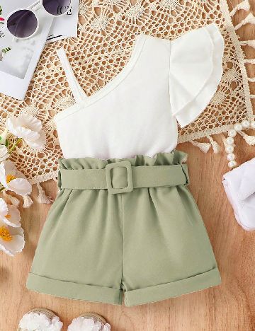 Compleu Shein Kids, alb/verde