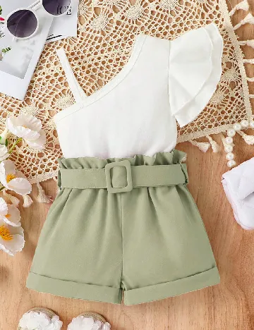 Compleu Shein Kids, alb/verde