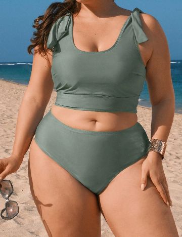 Costum de baie SHEIN CURVE, verde