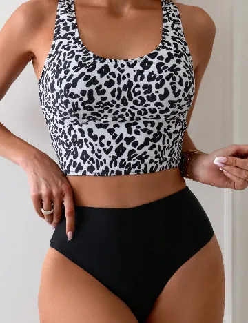 Costum de baie SHEIN, alb/negru