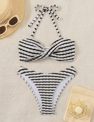 Costum de baie SHEIN, alb/negru