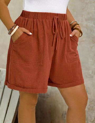 Pantaloni scurti Emery Rose Curve, caramiziu