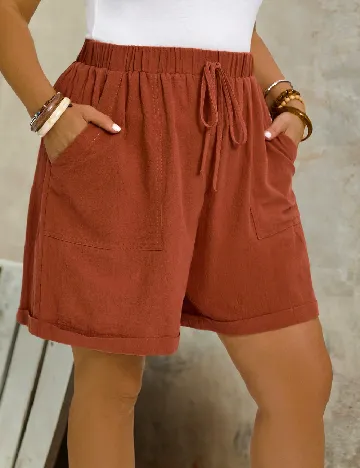 Pantaloni scurti Emery Rose Curve, caramiziu