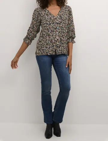 Camasa Cream, floral print