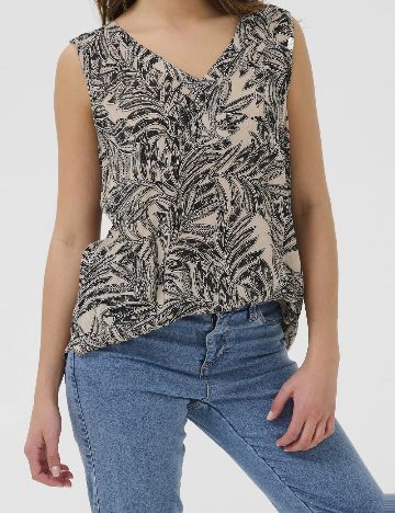 Bluza Kaffe, bej/negru