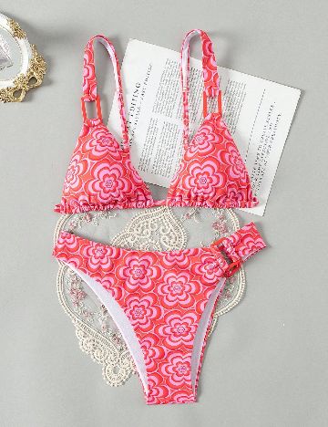 Costum de baie SHEIN, rosu/roz