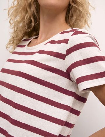 Tricou Cream, rosu/gri