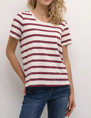 Tricou Cream, rosu/gri