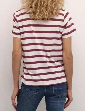 Tricou Cream, rosu/gri