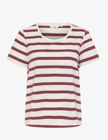 Tricou Cream, rosu/gri