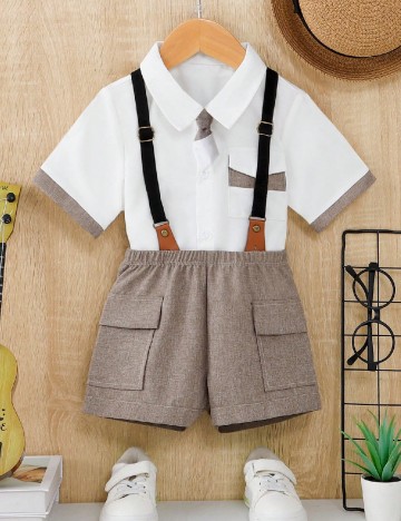 Compleu Shein Kids, maro/alb