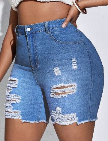 Pantaloni scurti SHEIN CURVE, albastru