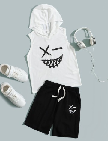 Compleu Shein Kids, alb/negru