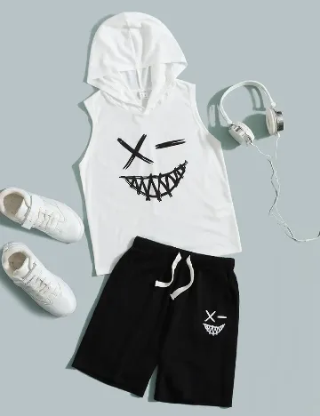 Compleu Shein Kids, alb/negru