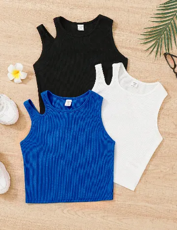 Set topuri 3 bucati Shein Kids, mix culori