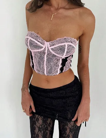Top SHEIN, negru/roz