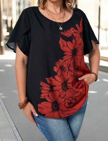 Bluza Emery Rose Curve, negru/rosu