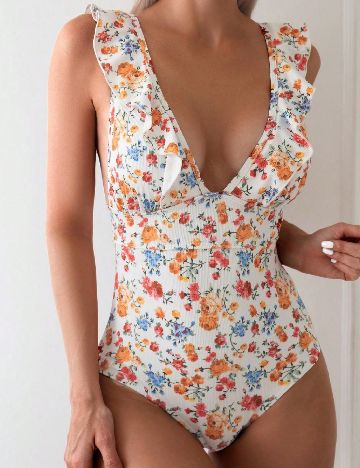 Costum de baie SHEIN, floral print