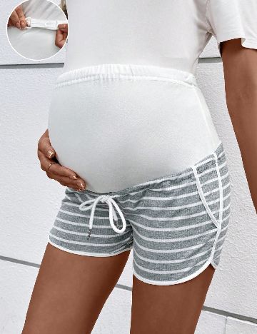 Pantaloni scurti SHEIN Maternity, gri/alb